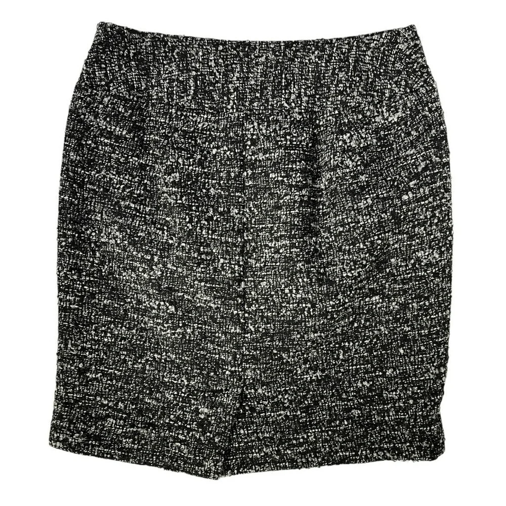 ANN‎ TAYLOR PETITE Skirt 00P Black White Pencil Mini Tweed Classic Sophisticated